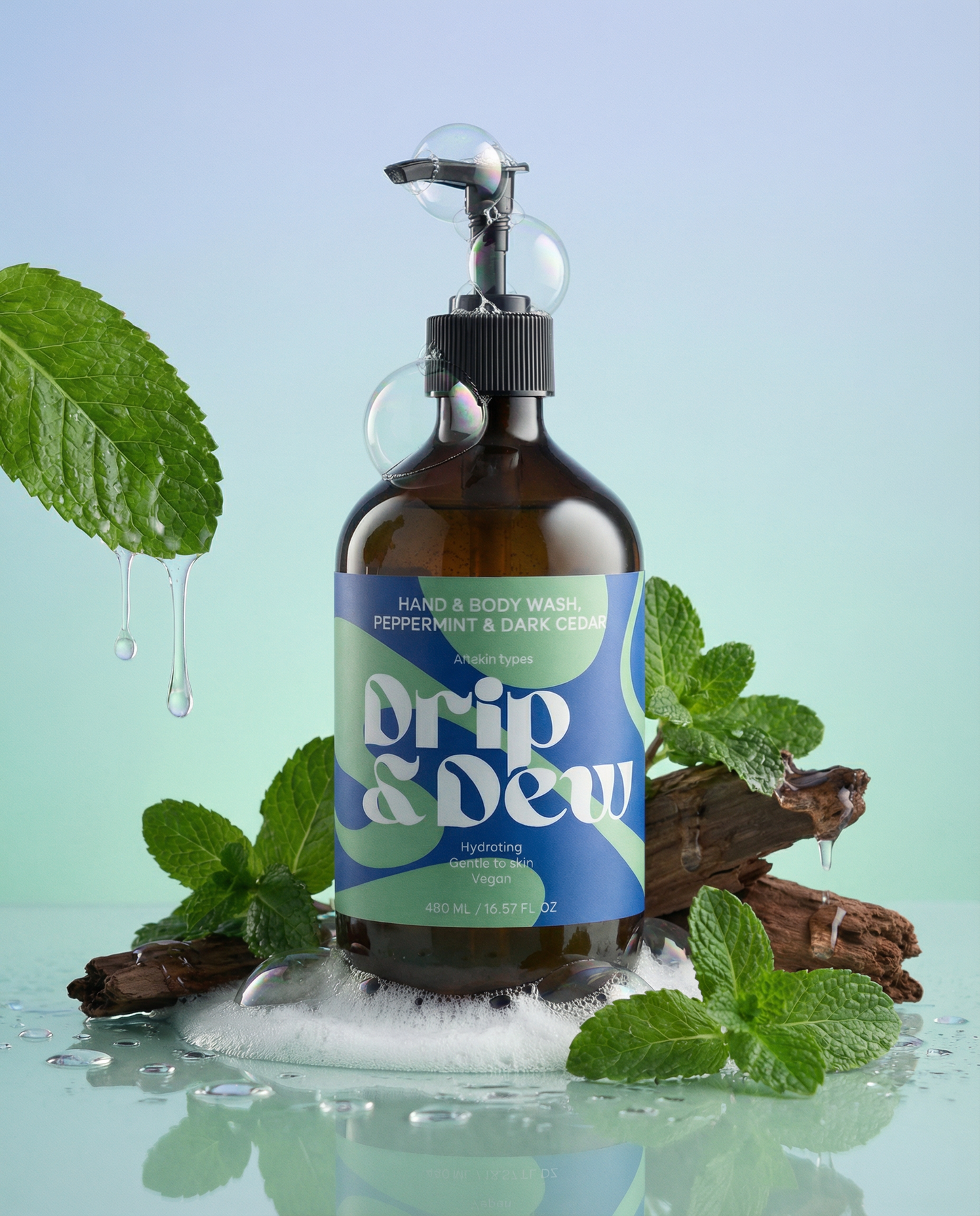 Hand & Body Wash, Peppermint & Dark Cedar